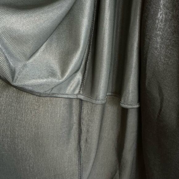 Mia Joy Green Long Slit Sleeve Shimmery Faux Wrap Lightweight V-Neck Dress XS - Picture 6 of 7